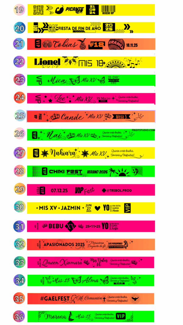 Pulseras VIP Flúor