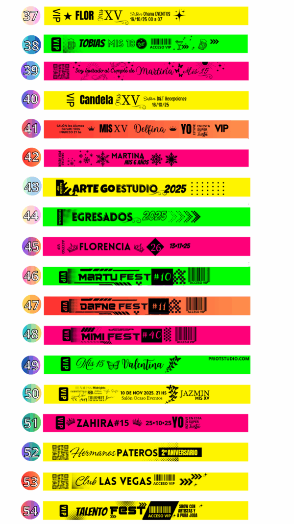 Pulseras VIP Flúor
