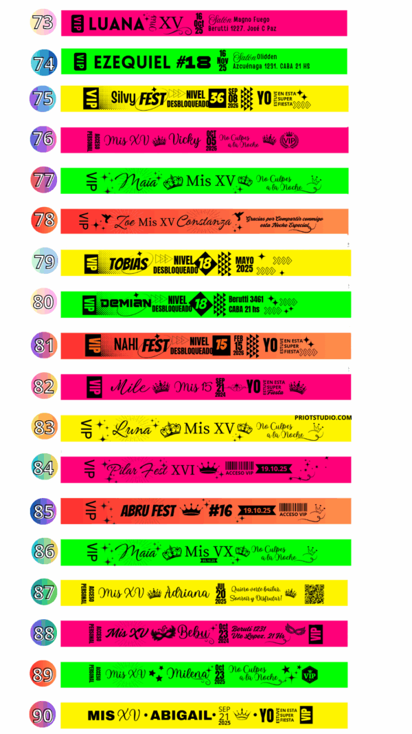 Pulseras VIP Flúor