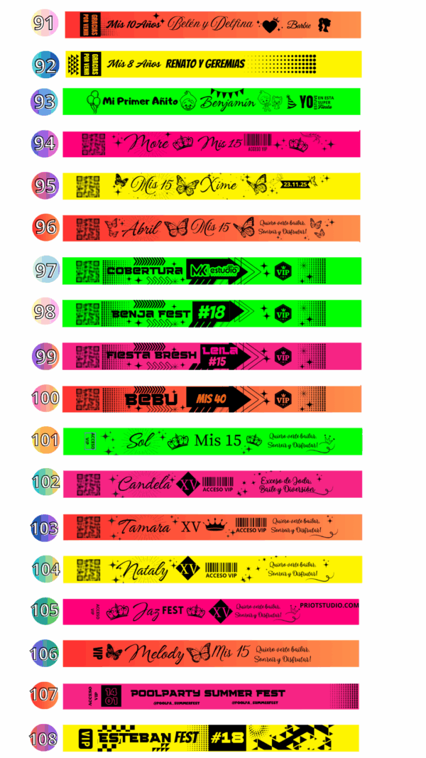 Pulseras VIP Flúor