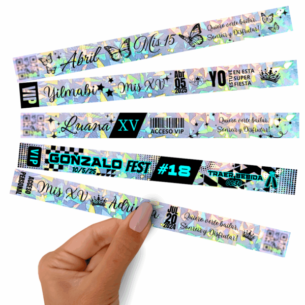 50 Pulseras VIP Holográficas
