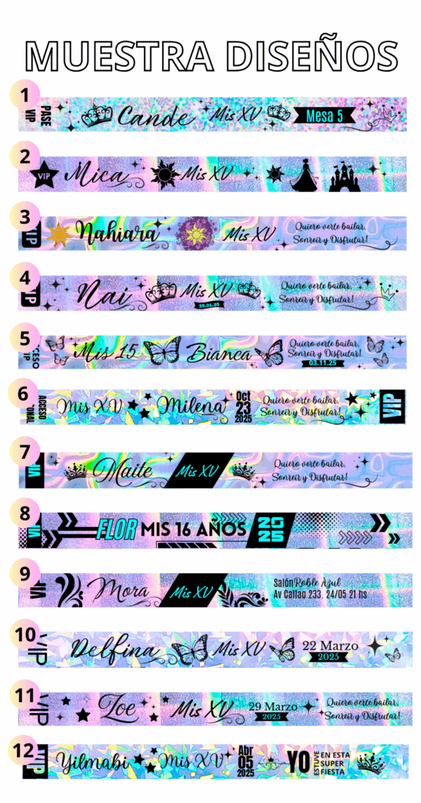 50 Pulseras VIP Holográficas