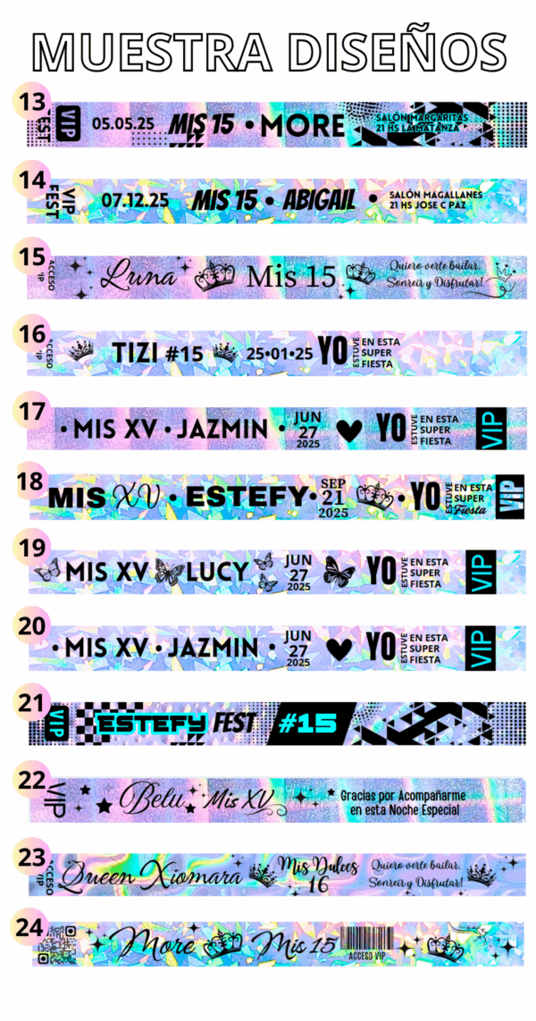 50 Pulseras VIP Holográficas