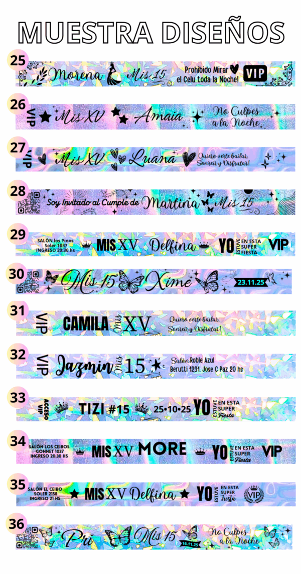 50 Pulseras VIP Holográficas