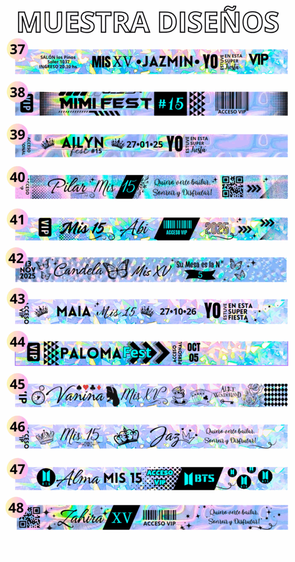 50 Pulseras VIP Holográficas
