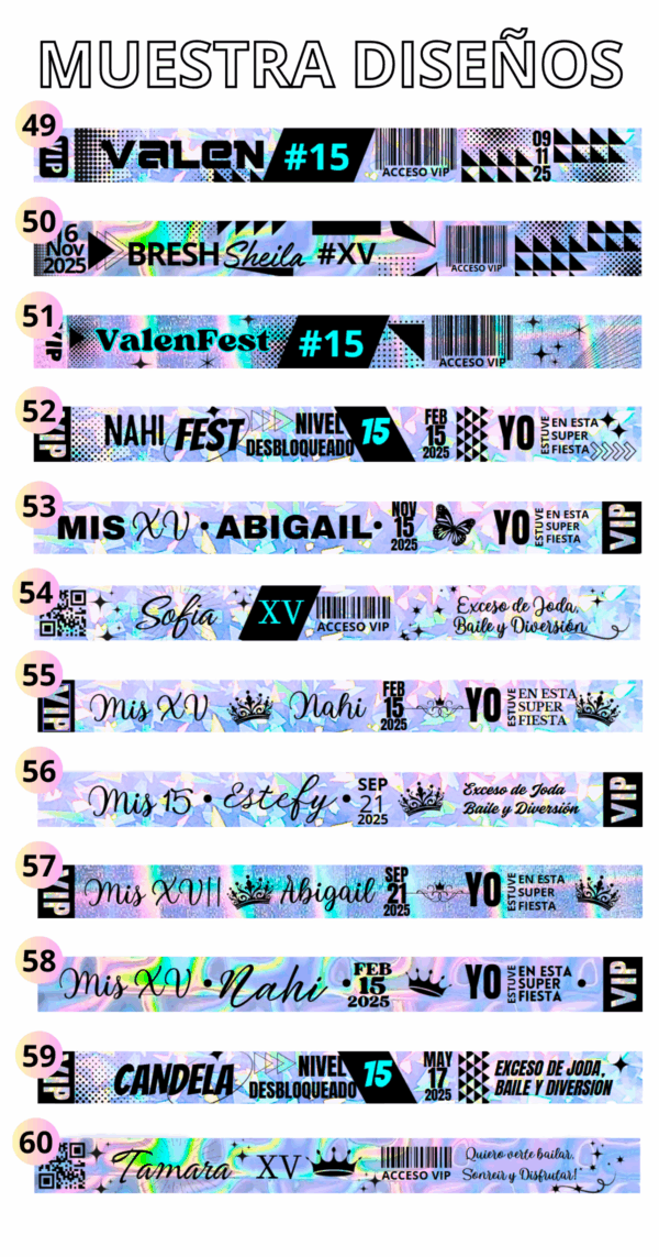 50 Pulseras VIP Holográficas